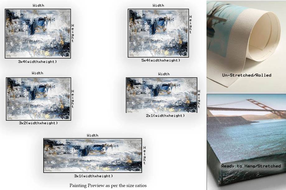 Entryway Original Modern Blue White Abstract Canvas Artwork 9A4ZX